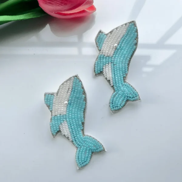Blue Dolphin Handmade Beaded Earrings