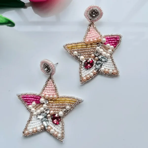 Bubblegum Pearl Handmade Beaded Earrings