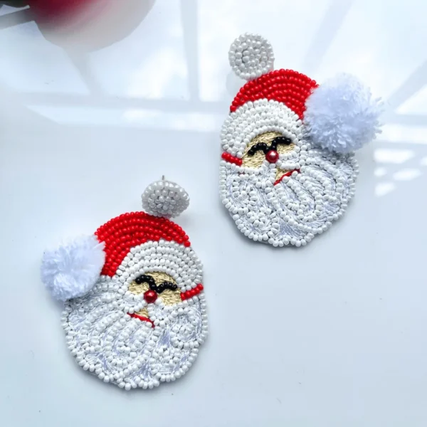 Christmas Santa Handmade Beaded Earrings