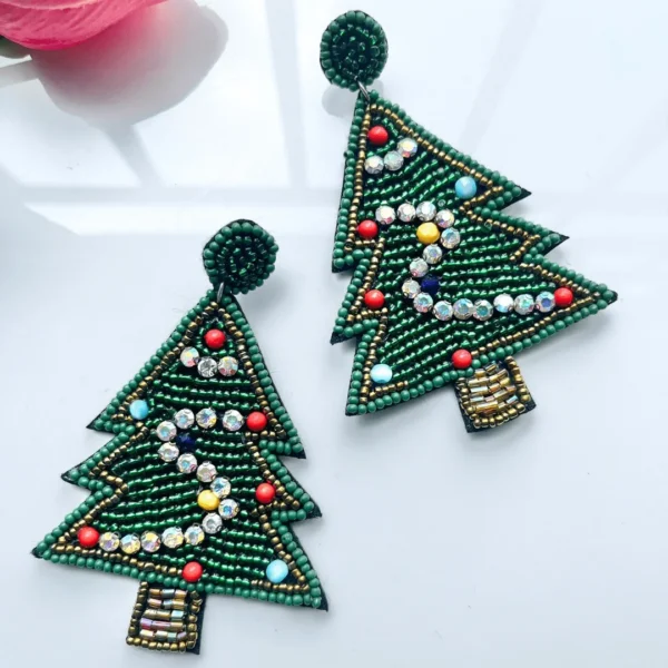 Christmas Tree Hanmade Beaded Earrings