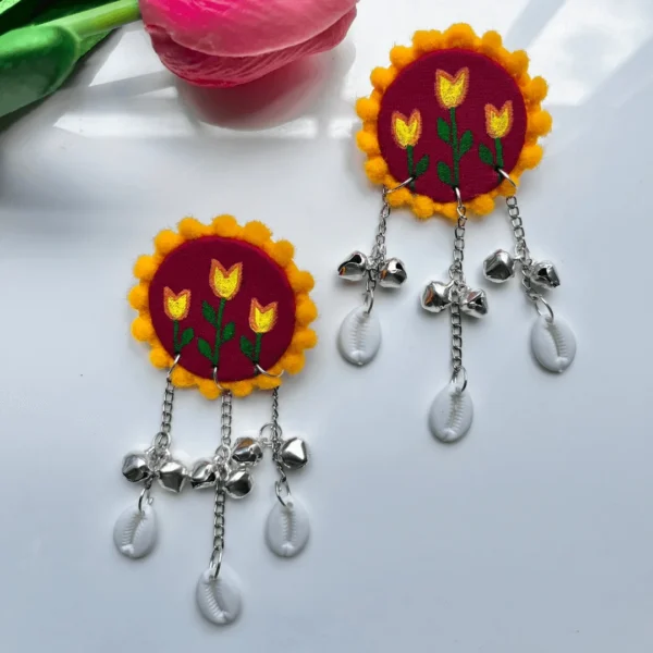 Folkora Boho Danglers - Red with Yellow Petals