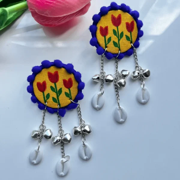 Folkora Boho Danglers - Yellow with Blue Petals
