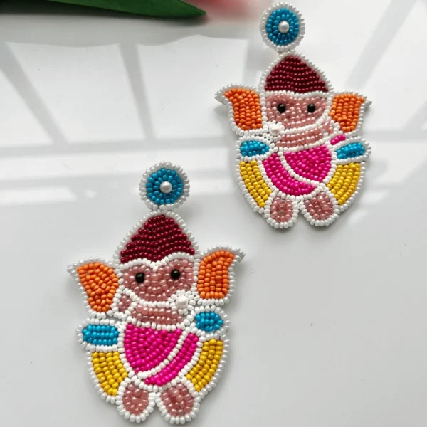 Ganpati Handmade Beaded Earrings