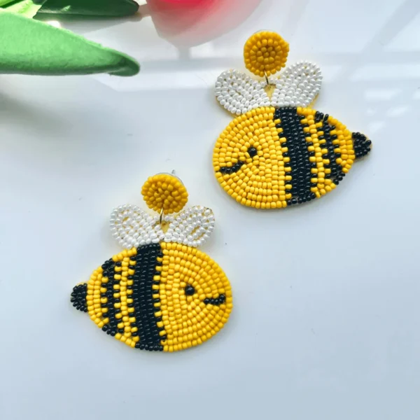 Happy Bee Handmade Beaded Earrings