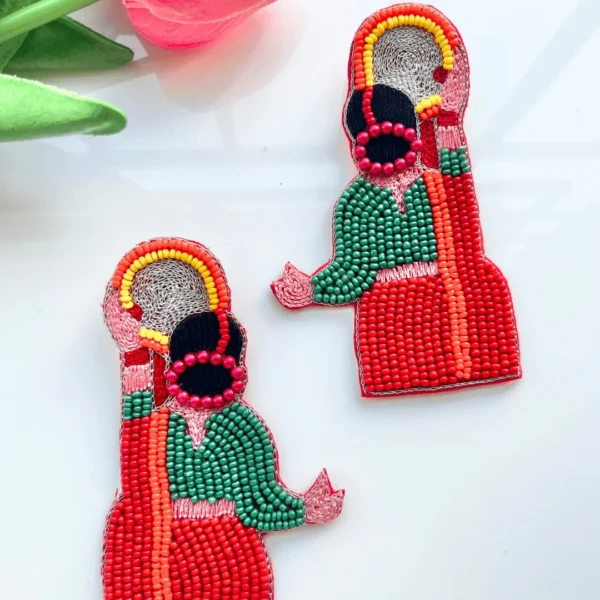Karwa Chauth Lady Handmade Beaded Earrings