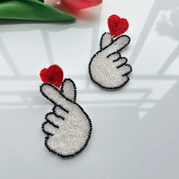 Korean Heart Beaded Earrings