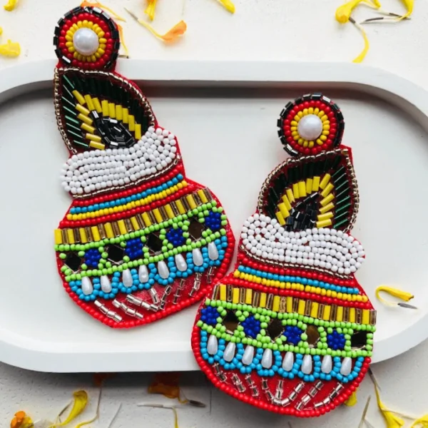 Krishna Matki Handmade Beaded Earrings