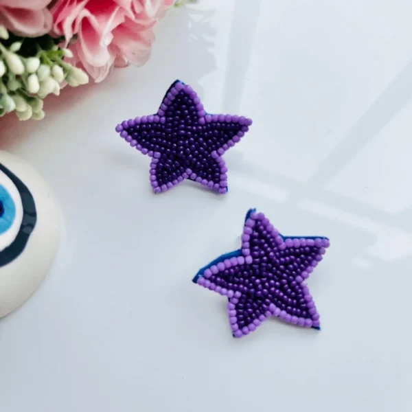 Midnight Star Handmade Beaded Stud Earrings