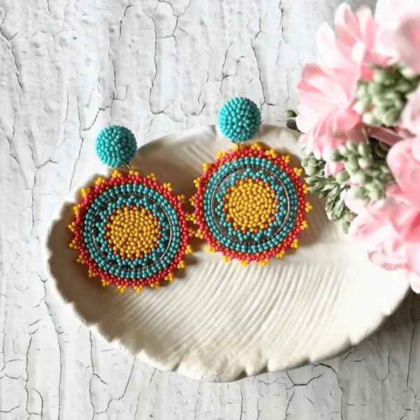 Rangoli Mandola HandmadeBeaded Earrings