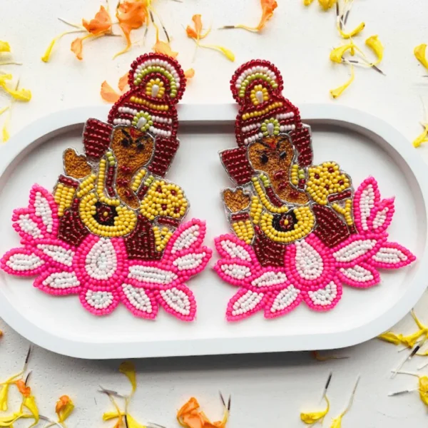 Shri Ganesha Handmade Beaded Earrings