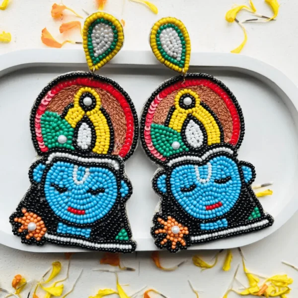 Shri Krishna Handmade Beaded Earrings