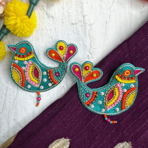 Wings of Joy - Green Handmade Beaded Earrings