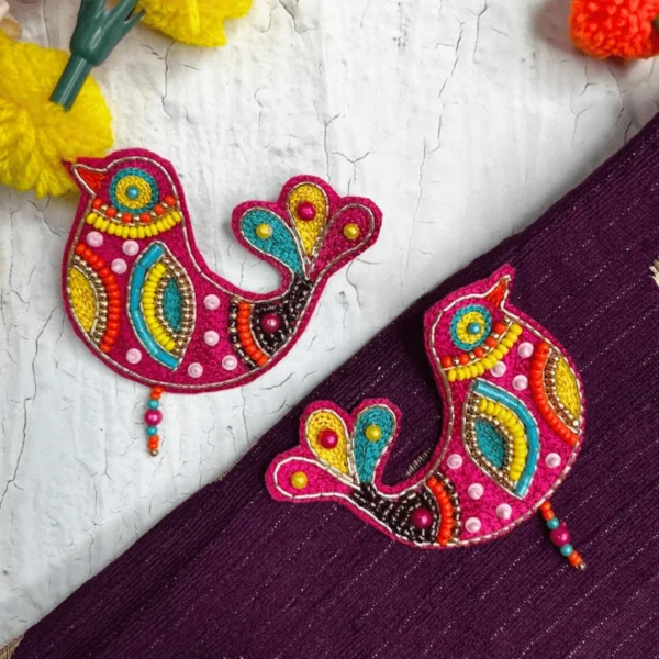 Wings of Joy - Pink Handmade Beaded Earrings